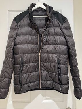 Brunotti Gray Black Hooded Puffer Ski Jacket Large